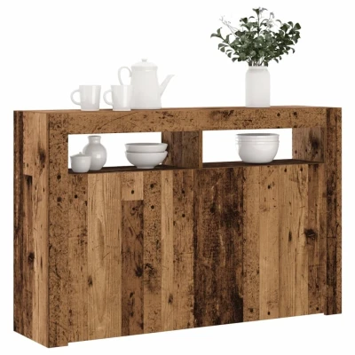 Afbeelding van vidaXL Dressoir met LED 115,5x30x75 cm bewerkt hout oud