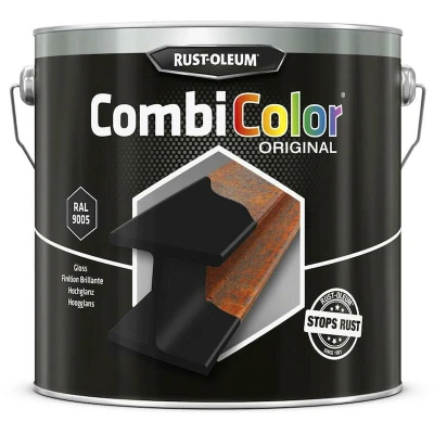 Afbeelding van Rust Oleum CombiColor Hoogglans Zwart RAL 9005 art. nr. 7379 2,5 liter (hittebestendig tot 90 graden)