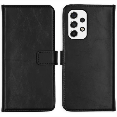 Afbeelding van Selencia Hoesje Geschikt voor Samsung Galaxy A53 Met Pasjeshouder Echt Lederen Bookcase Zwart