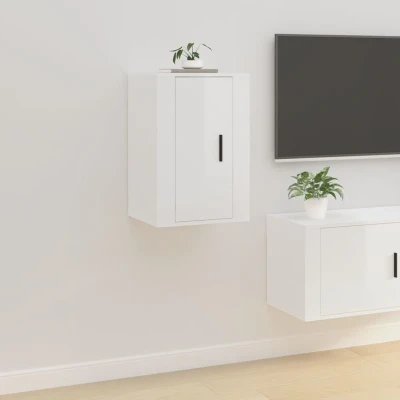 Afbeelding van Tv wandmeubel 40x34,5x60 cm hoogglans wit