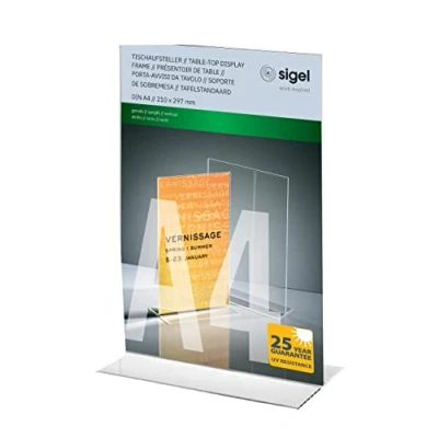 Afbeelding van Sigel TA220 Tafelstatief T vorm Voor papierformaat: DIN A4 Glas (helder) 1 stuk(s)