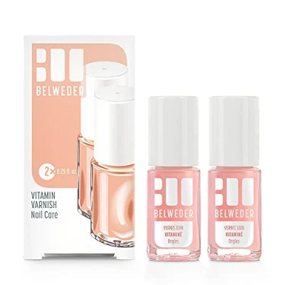 Afbeelding van BELWEDER vitamine nagelverzorgingslak 2 x 7,5 ml voor verzwakte, droge en broze nagels semi transparant verfraait versterkt verrijkt met E, panthenol calcium