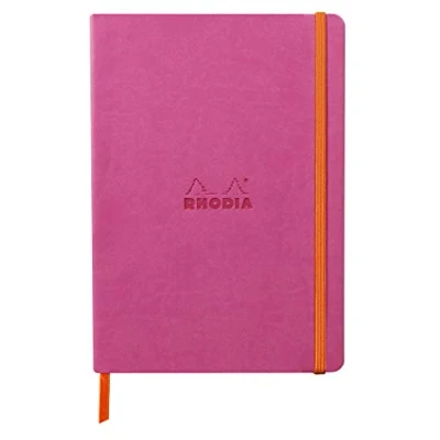 Afbeelding van RHODIA 117379C Notitieboek, zacht, fuchsia, A5, gelinieerd, 160 pagina&#039;s, lichtbruin papier, 90 g/m, bladwijzer, elastische sluiting, omslag van kunstleer, collectie Rhodiarama