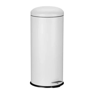 Afbeelding van Relaxdays Poubelle de Cuisine, capacité : 30 litres, Couvercle, pédale, Anse, Aussi pour Le Bureau, Blanche