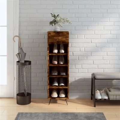 Afbeelding van Schoenenkast 30x35x105 cm bewerkt hout gerookt eikenkleurig