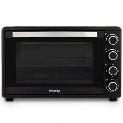 Afbeelding van H.Koenig FO45 Compacte elektrische mini oven, 45 l, multifunctioneel, programmeerbaar, timer 60 minuten, automatische uitschakeling, glazen deur, rooster, 2000 W