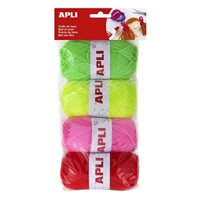 Afbeelding van Apli 14093 Breigaren, 4 stuks, 50 g, fluor