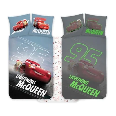 Afbeelding van Glow in the Dark Disney Cars dekbedovertrek Ledikant 100x135 cm 100% Katoen