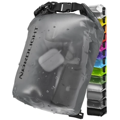 Afbeelding van waterdichte tas, 15 l, Drybag (antraciet transparant) tas met rolsluiting en schouderriem Zwemmen, strand, kanoën, stand up peddel, duiken