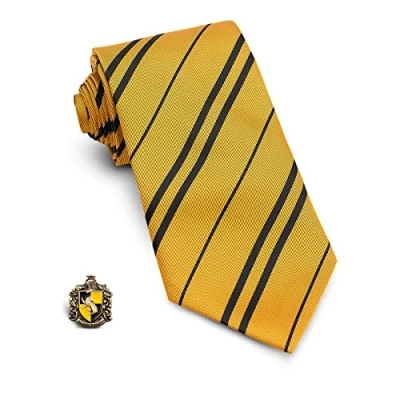 Afbeelding van Funidelia Harry Potter Hufflepuff Stropdas en Speld voor mannen Hogwarts, Tovenaars, Films &amp; Series, Zweinstein De beste nerd merchandise cadeaus echte fans met Kerstmis, verjaardagen of een speciale gelegenheid Geel