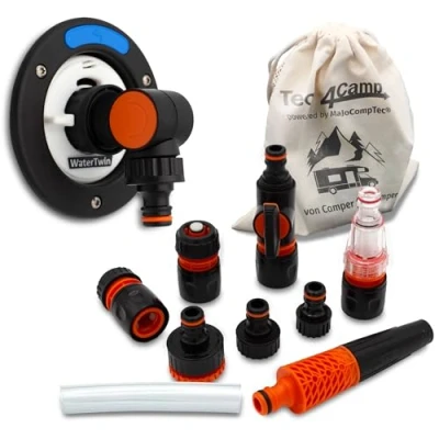 Afbeelding van MaJoCompTec® WATERTWIN Watertankstop compatibel met Gardena waterfilter afsluitkraan kraanaansluiting vulslangaccessoires voor camper (adapter 3