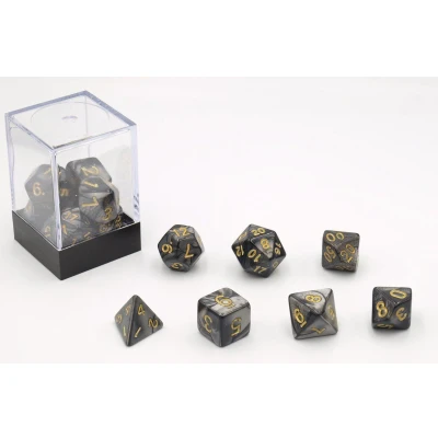 Afbeelding van Dobbelstenen Zwart Parelmoer 7 set Brick