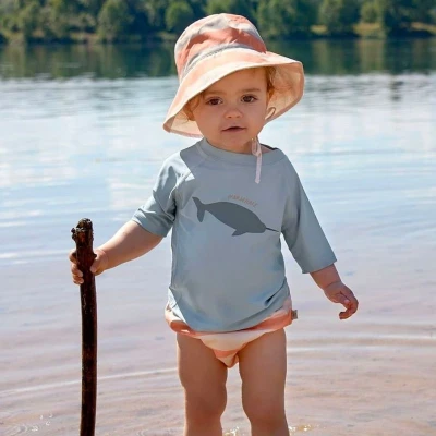 Afbeelding van Lässig Zwemshirt Rashguard Korte Mouw Splash &amp; Fun Whale light blue, 07 12 mnd. Maat 74/80