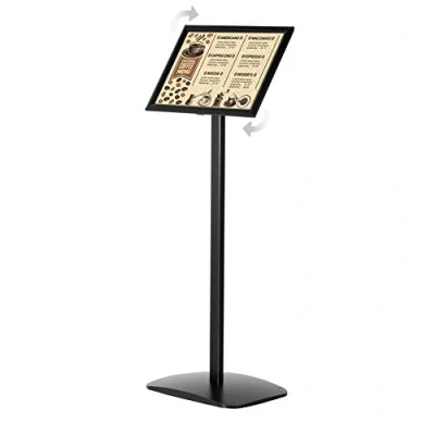 Afbeelding van DISPLAY SALES Infohouder zwart DIN A4 (210 x 297 mm), hoogwaardige design informatiehouder (1 m hoogte), roestvrij aluminium basisplaat,