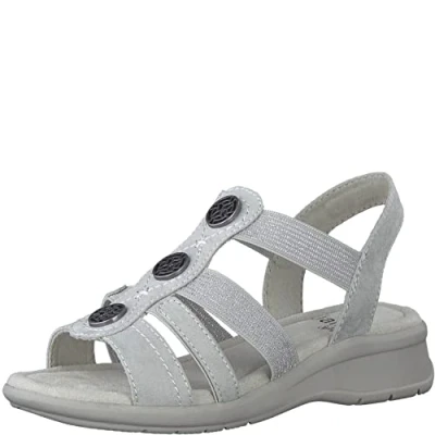 Afbeelding van Jana Sandalen met sleehak, Dames, Maat: 38, Lt grey Textiel