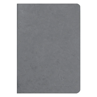 Image de Clairefontaine 733105C Collection Age Bag Carnet Relié Gris A5 14,8x21 cm 96 Pages Papier Blanc Vierges 90 g Couverture Pelliculée Texture Cuir