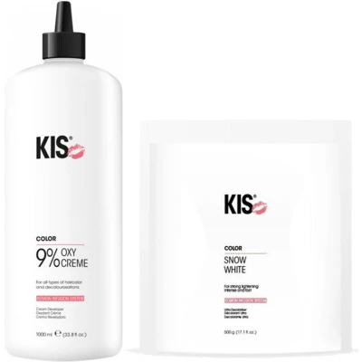 Afbeelding van KIS SnowWhite Blondeerpoeder 500gr + OxyCream 9% 1000ml bundel/set/pakket