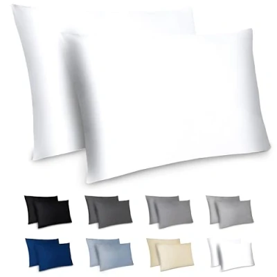 Afbeelding van Dreamzie Kussensloop, 40 x 80 cm, set van 2 kussenslopen microvezel met ritssluiting, Oeko Tex gecertificeerd, kussensloop wit