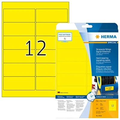 Afbeelding van Etiket HERMA 8029 99.1x42.3mm weerbestendig geel 300stuks