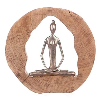 Afbeelding van Sculptuur beeld zen mangohout 27 cm hoog decoratie Ontspanning
