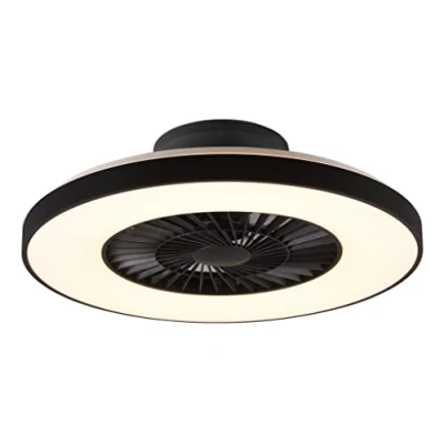 Afbeelding van REALITY HALMSTAD Ventilator Zwart mat incl. 1x SMD 40W Drie snelheidsniveaus Geintegreerde dimmer Aanpasbare lichtkleur Traploos dimmbaar Afstandsbediening