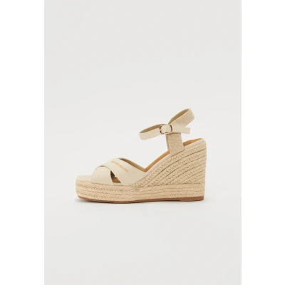Afbeelding van TOM Tailor Sandalen met plateauzool, Dames, Maat: 40, Offwhite Textiel