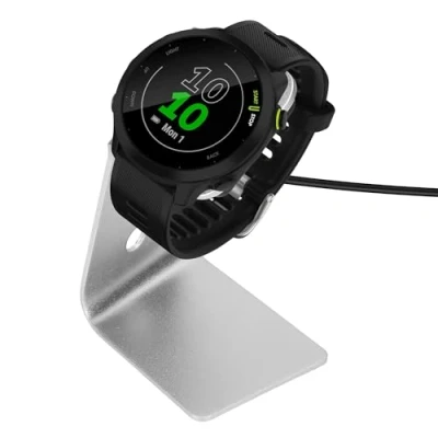 Afbeelding van kwmobile USB oplaadstandaard geschikt voor Garmin Forerunner 55 / 255 Music vivoactive 5 Oplader smartwatch In zwart zilver