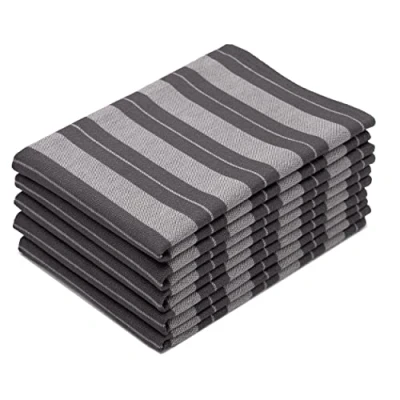 Afbeelding van ZOLLNER Set van 5 theedoeken, katoen, 50 x 70 cm, absorberend en duurzaam, wasbaar tot 60 graden, grafiet gestreept, gastronomische kwaliteit, Oeko Tex® gecertificeerd