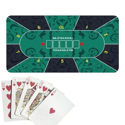 Afbeelding van pokertafelkleed, 120 x 60 cm, pokermat, grote speeltafelmat, antislip pokermat voor pokerfeest, themafeest, avond
