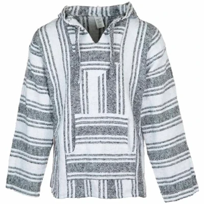 Afbeelding van Siesta Baja Hoodie Top met capuchon Trui Mexicaanse Jerga voor dames en heren, gebroken wit grijs