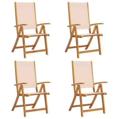 Afbeelding van vidaXL Tuinstoelen inklapbaar 4 st massief acaciahout en textileen
