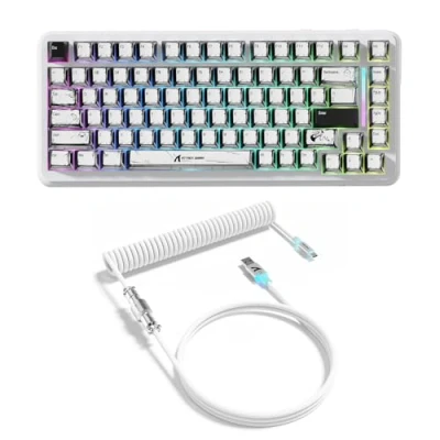 Afbeelding van ATTACK SHARK X82PRO HE Clavier Magnétique Sans Fil 75 % avec Déclenchement Rapide, Gaming Filaire 8K, Switchs à Effet Hall Actionnement Réglable, QWERTY, RGB, C01 Câble Spiralé RGB Comic
