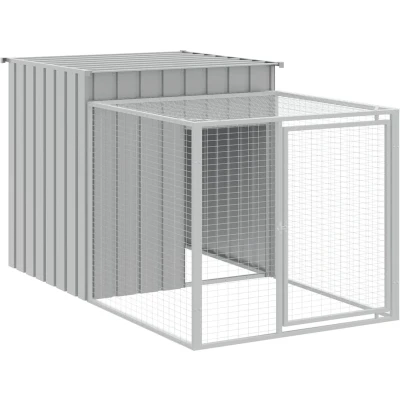 Afbeelding van vidaXL Kippenhok met ren 110x201x110 cm gegalvaniseerd staal grijs