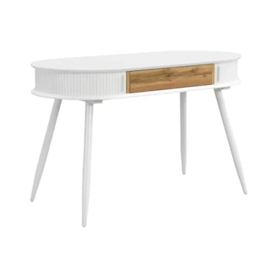 Afbeelding van Vente unique Bureau met 1 lade en 2 schuifdeurtjes Kleur: wit naturel VELURANI L 120 cm x H 75 D 60