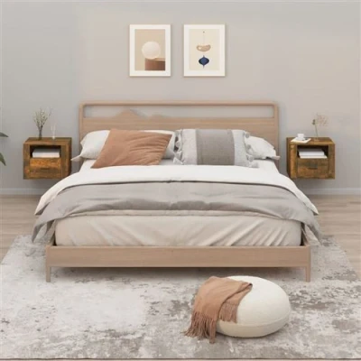 Afbeelding van Nachtkastjes 2 st wandgemonteerd 50x36x40 cm gerookt eikenkleur