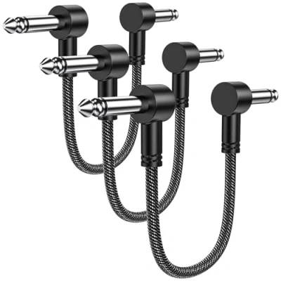 Afbeelding van MOSWAG Set van 3, 15 cm pedaal board kabel 6,35 mm TS Mono voor trapas compatibel met elektrische gitaar, basgitaar gitaar