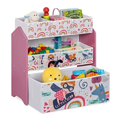 Afbeelding van Relaxdays speelgoedkast met manden opbergkast speelgoed kinderkast opbergrek kind