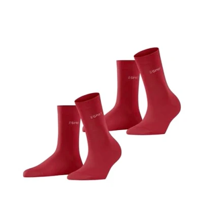 Image de ESPRIT Uni 2 Pack W SO coton unies lot de paires, Chaussettes Femme, Rose (Red Pepper 8074), 35 38