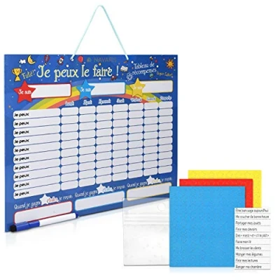 Afbeelding van Navaris magnetisch beloningsbord Taakplanner voor kinderen Beloningssysteem met sterren en activiteiten Frans