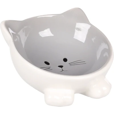 Afbeelding van Flamingo Puzi Eet En Drinkpot Katten Eetpot Grijs 125ml 1st 139054