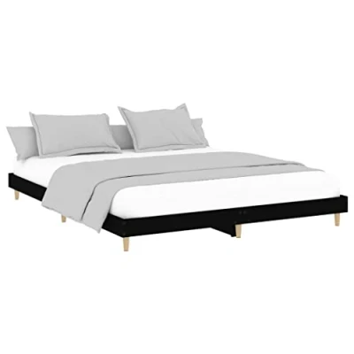 Afbeelding van vidaXL Bedframe bewerkt hout zwart 180x200 cm