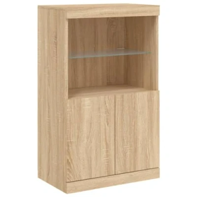 Image de vidaXL Buffet avec lumières LED chêne sonoma 60,5x37x100 cm836667