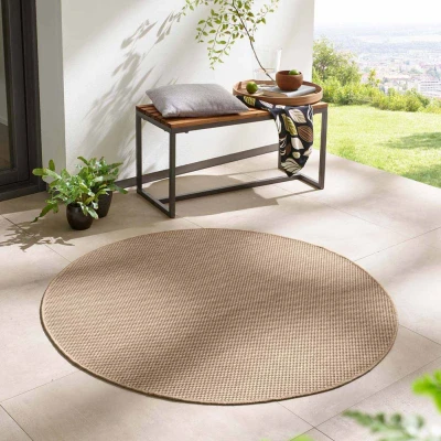 Afbeelding van Rond Buitenkleed Elara Beige 160 Cm