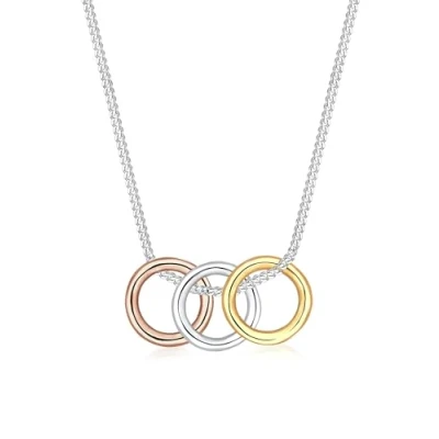 Afbeelding van Elli Triple Rings Ketting, Dames, Maat: 45, Silberfarben/goldfarben/roségoldfarben