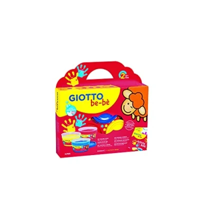 Afbeelding van Gioto Be Bè Box Case: 3 X 100 Ml Finger Paint Pot Red/Yellow/Cyan + Animal Shaped Sponge And Apron