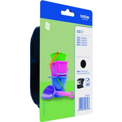 Afbeelding van Brother inktcartridge, 260 pagina&#039;s, OEM LC 221BKBP, zwart inktcartridge
