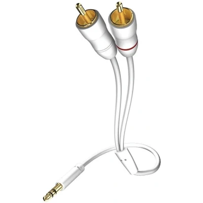 Afbeelding van Inakustik 0031000075 Cinch / Jackplug Audio Aansluitkabel [2x stekker 1x male 3,5 mm] 0.75 m Wit Vergu