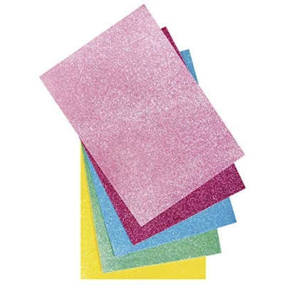Afbeelding van Rayher 53960000 Set van 5 glitterviltplaten, verschillende kleuren (roze, turquoise, meigroen, zonnegeel) 21 x 30 01 cm, 100% polyester