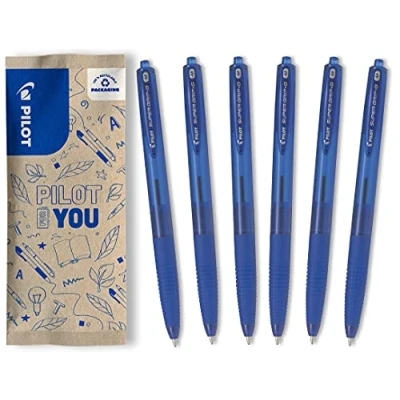 Afbeelding van Pilot Super grip G balpen Navulbare met extra zachte inkt en voor comfortabel schrijven 6 blauwe Medium punt