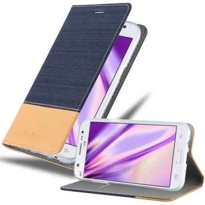 Afbeelding van Cadorabo Hoesje geschikt voor Samsung Galaxy J5 2015 in DONKERBLAUW BRUIN Beschermhoes met magnetische sluiting, standfunctie en kaartvakje Book Case Cover Etui